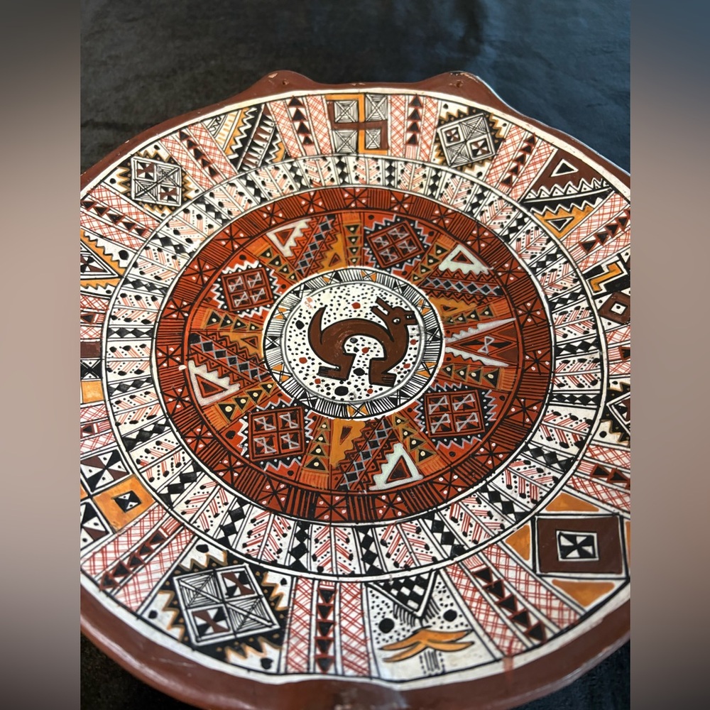 Vintage Decorative Terracotta Plate Inspired By Peruvian On Incan Folk Art - Picture 2 of 10
